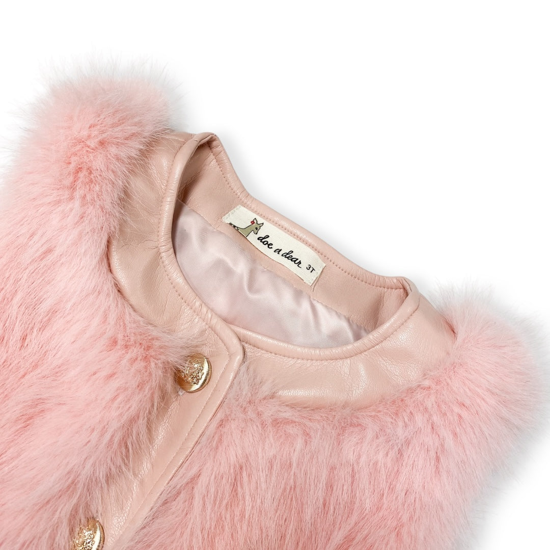 Leather Trimmed Faux Fur Vest - doe a dear