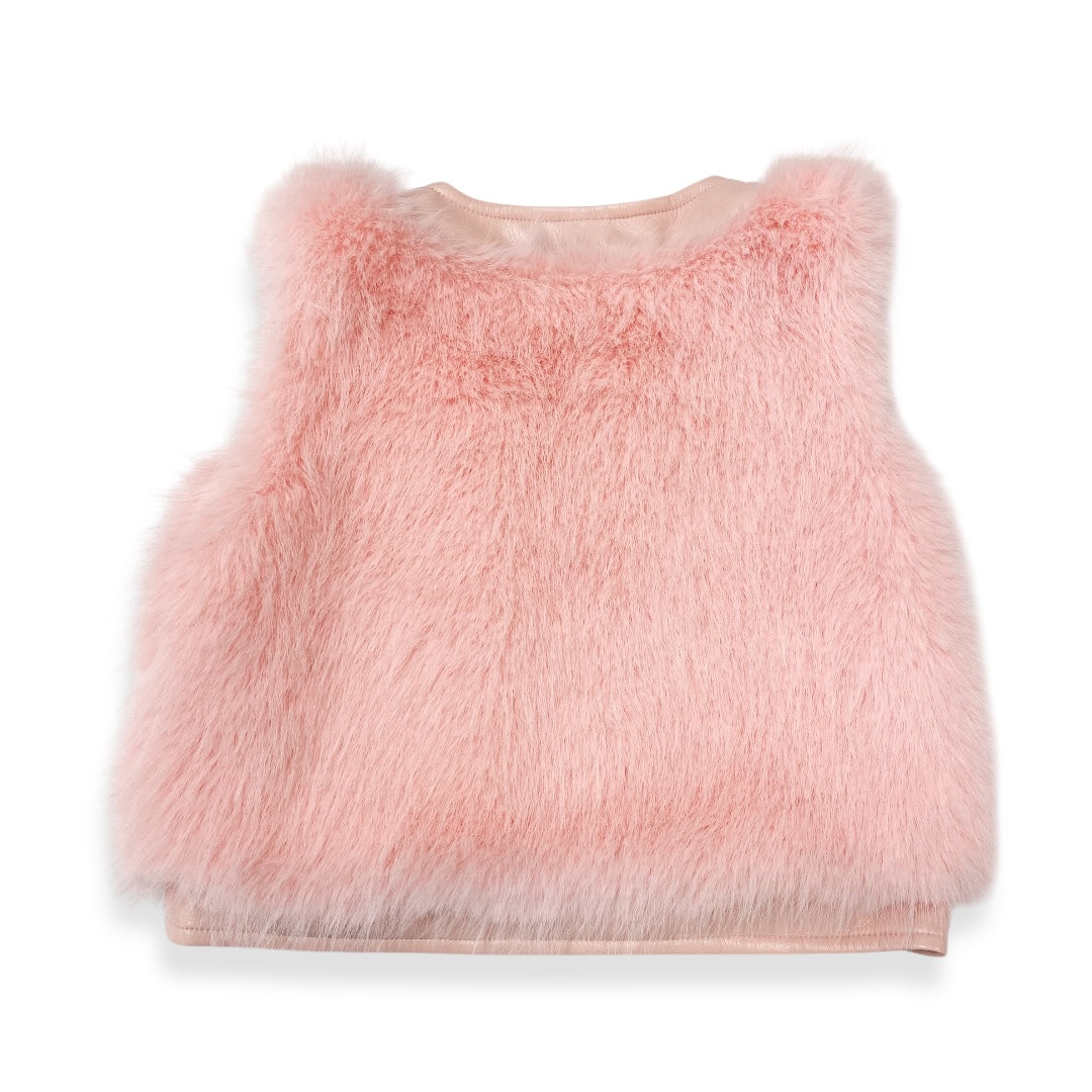 Leather Trimmed Faux Fur Vest - doe a dear