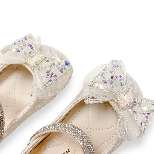 Rhinestone Strap Bowtie Flat Shoes - doe a dear