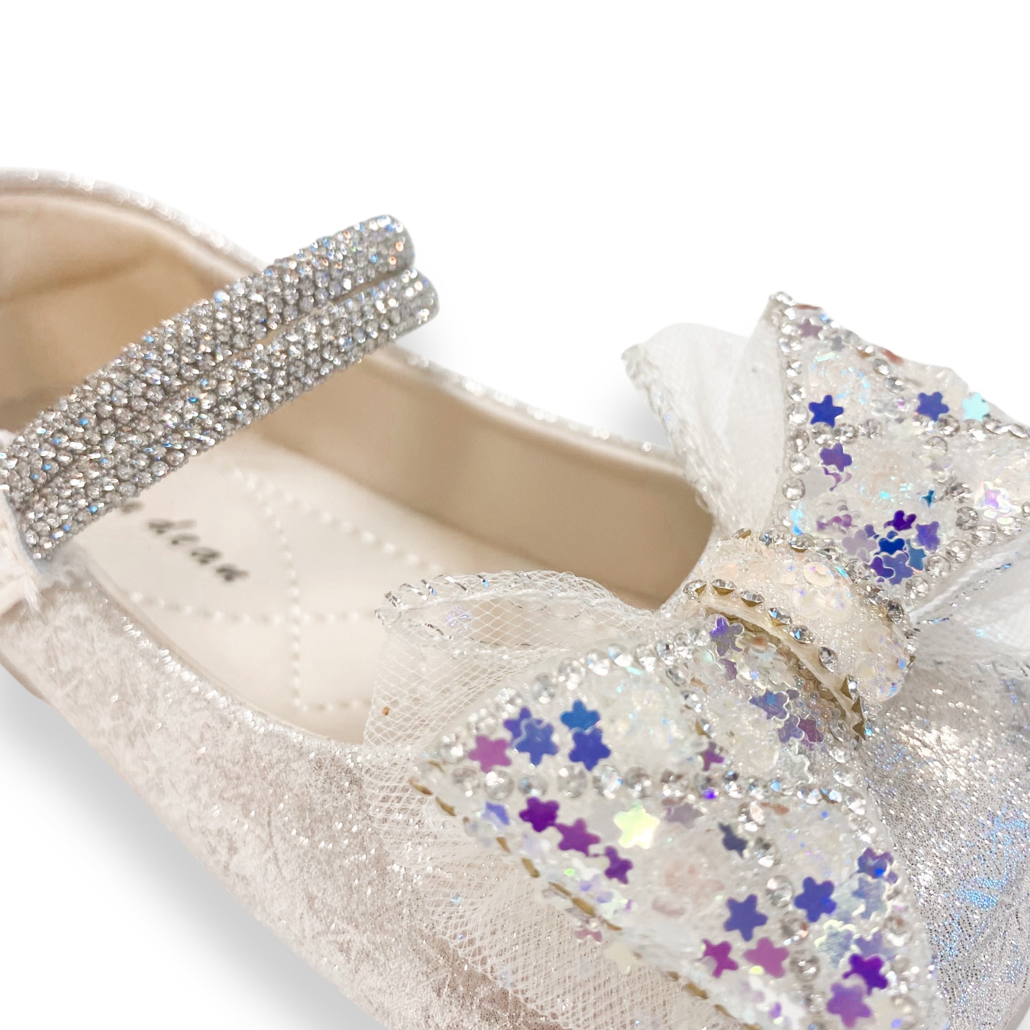 Rhinestone Strap Bowtie Flat Shoes