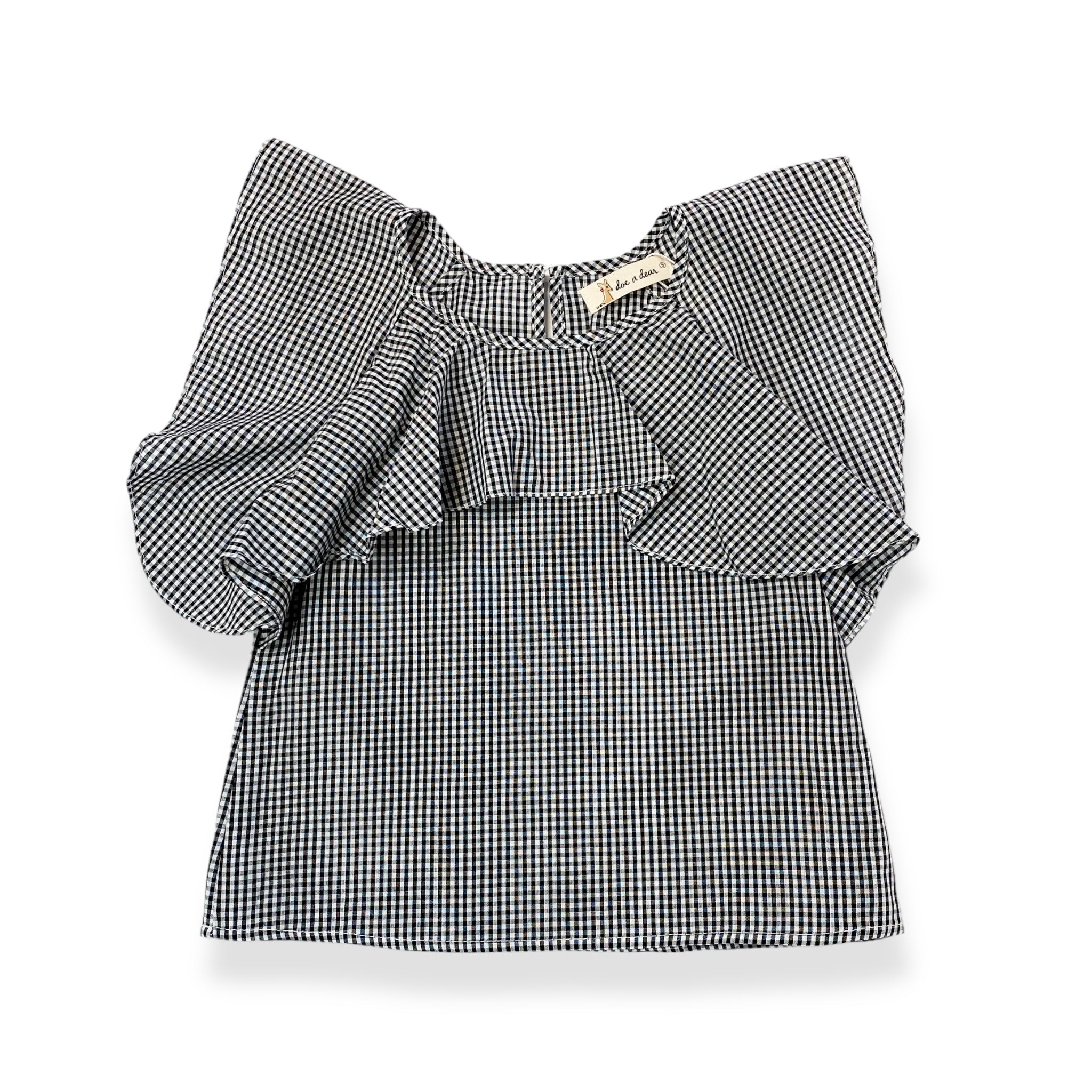 Ruffle Black Checked Top - doe a dear