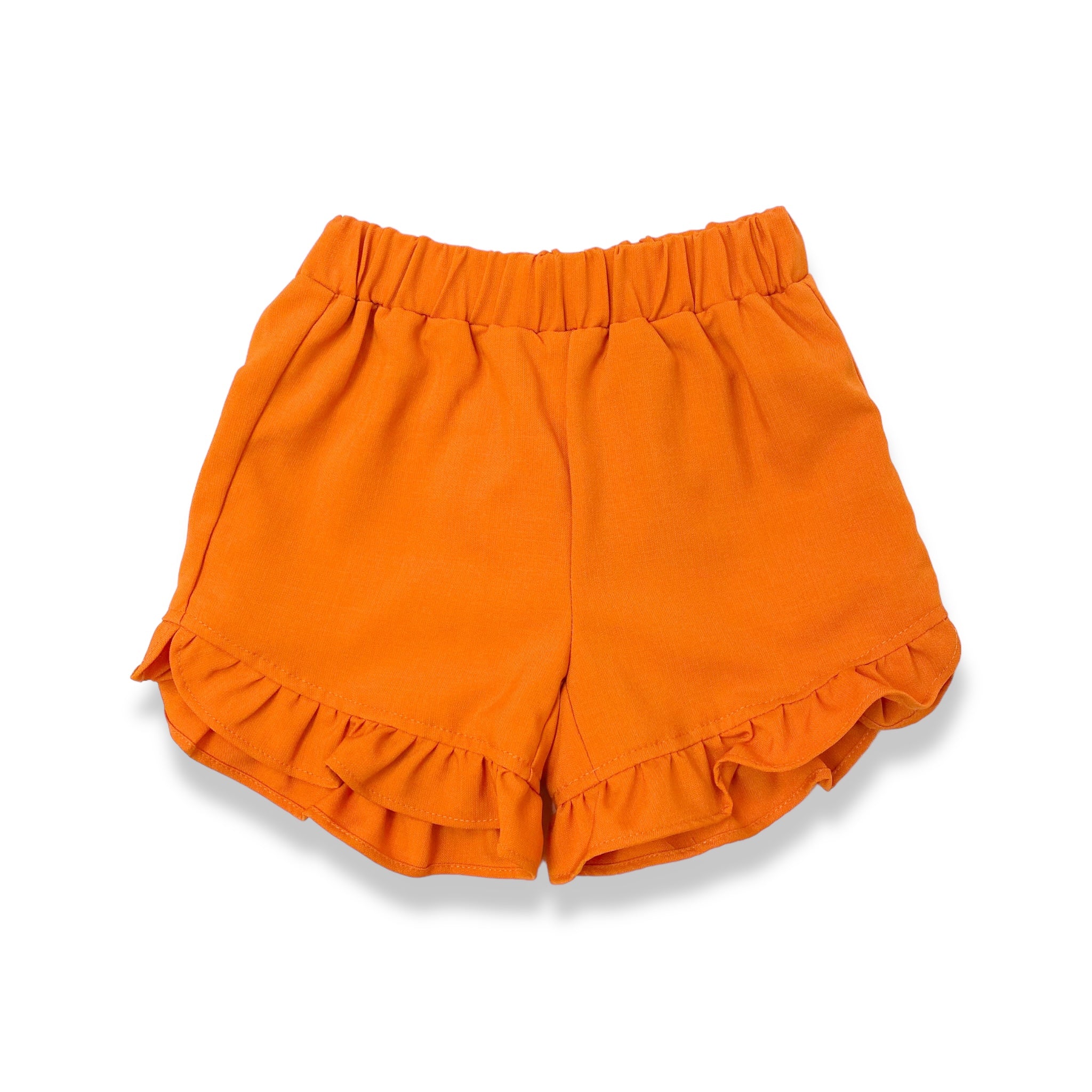 Orange Ruffle Hem Shorts - doe a dear