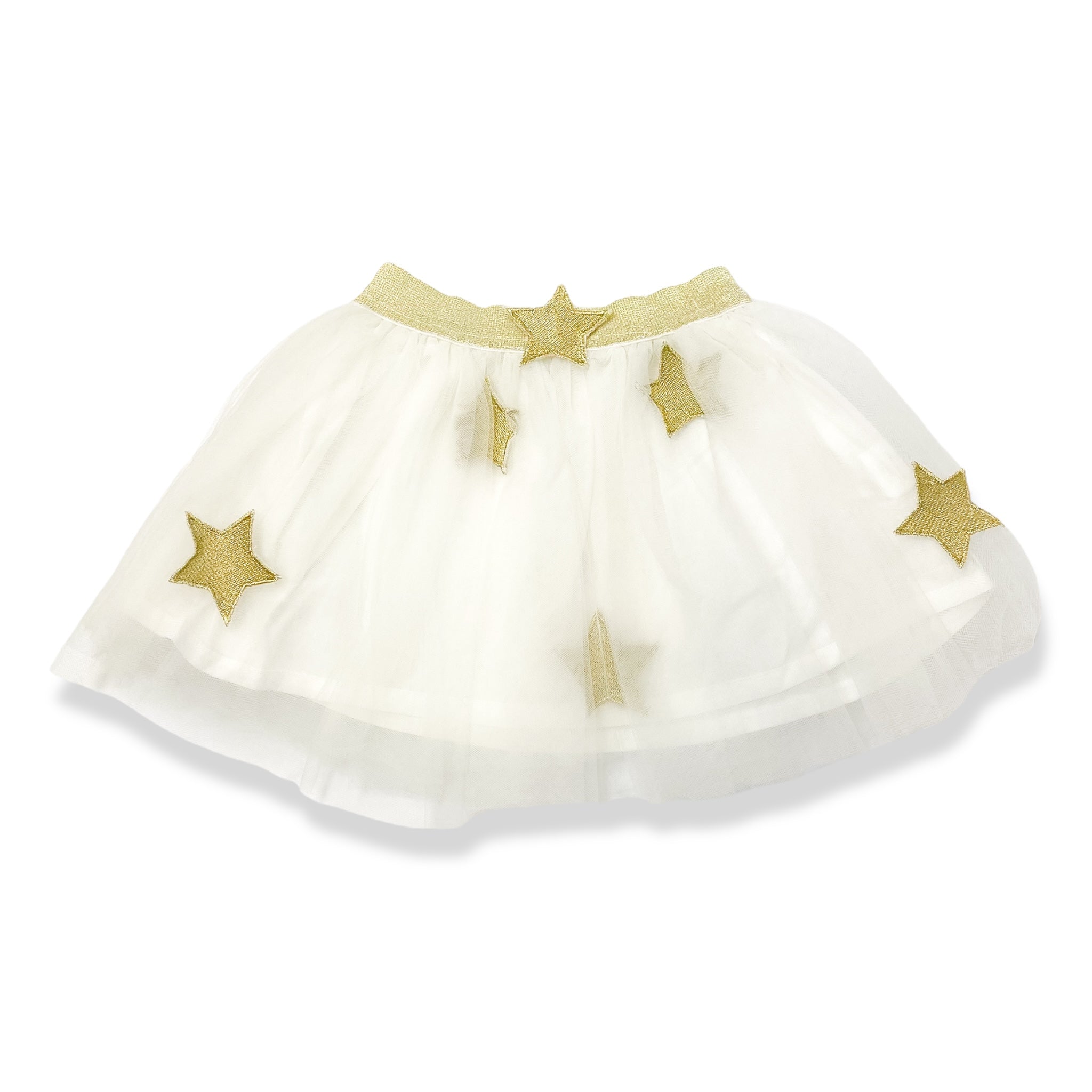 Gold Star Patch Tutu Skirt - White - doe a dear