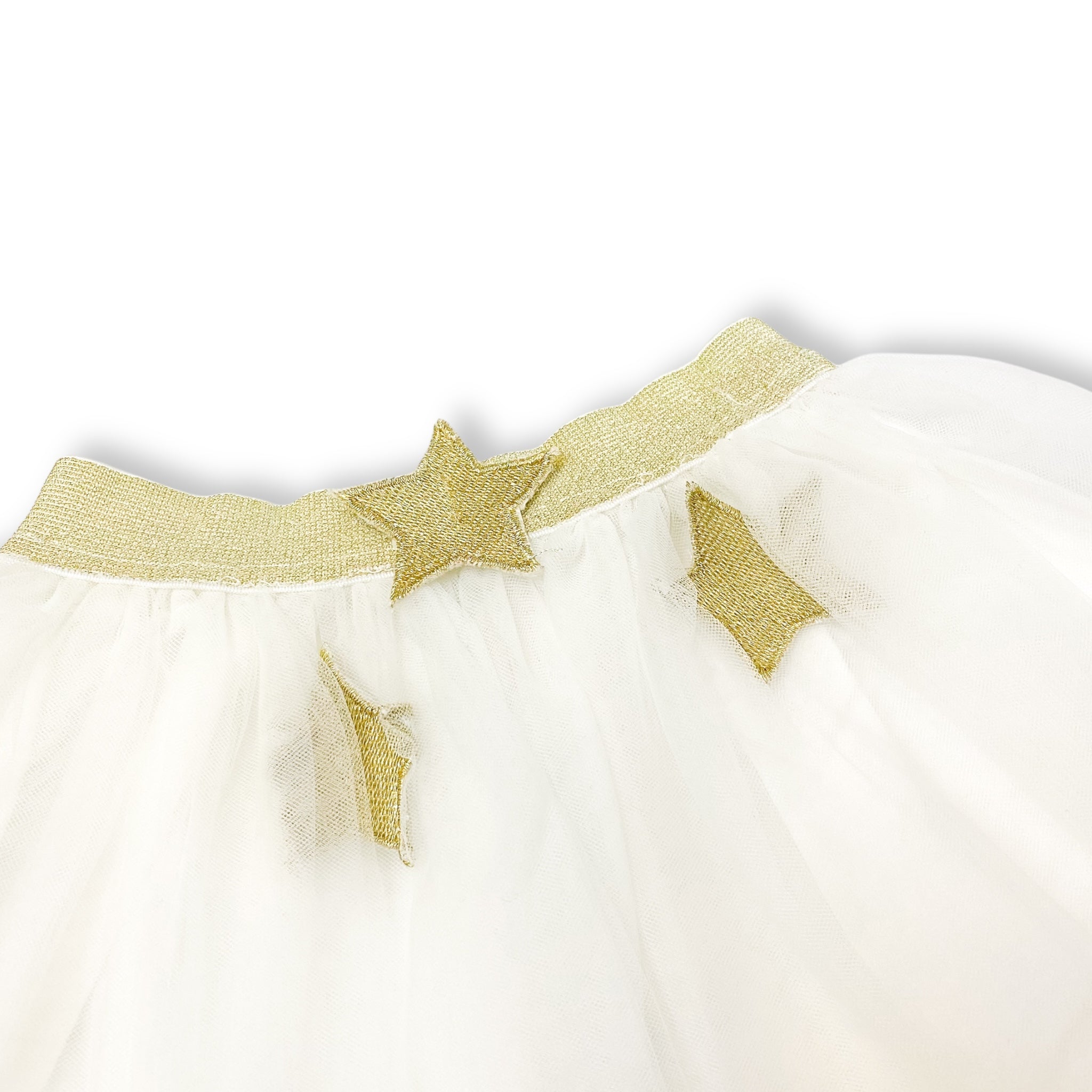 Gold Star Patch Tutu Skirt - White - doe a dear