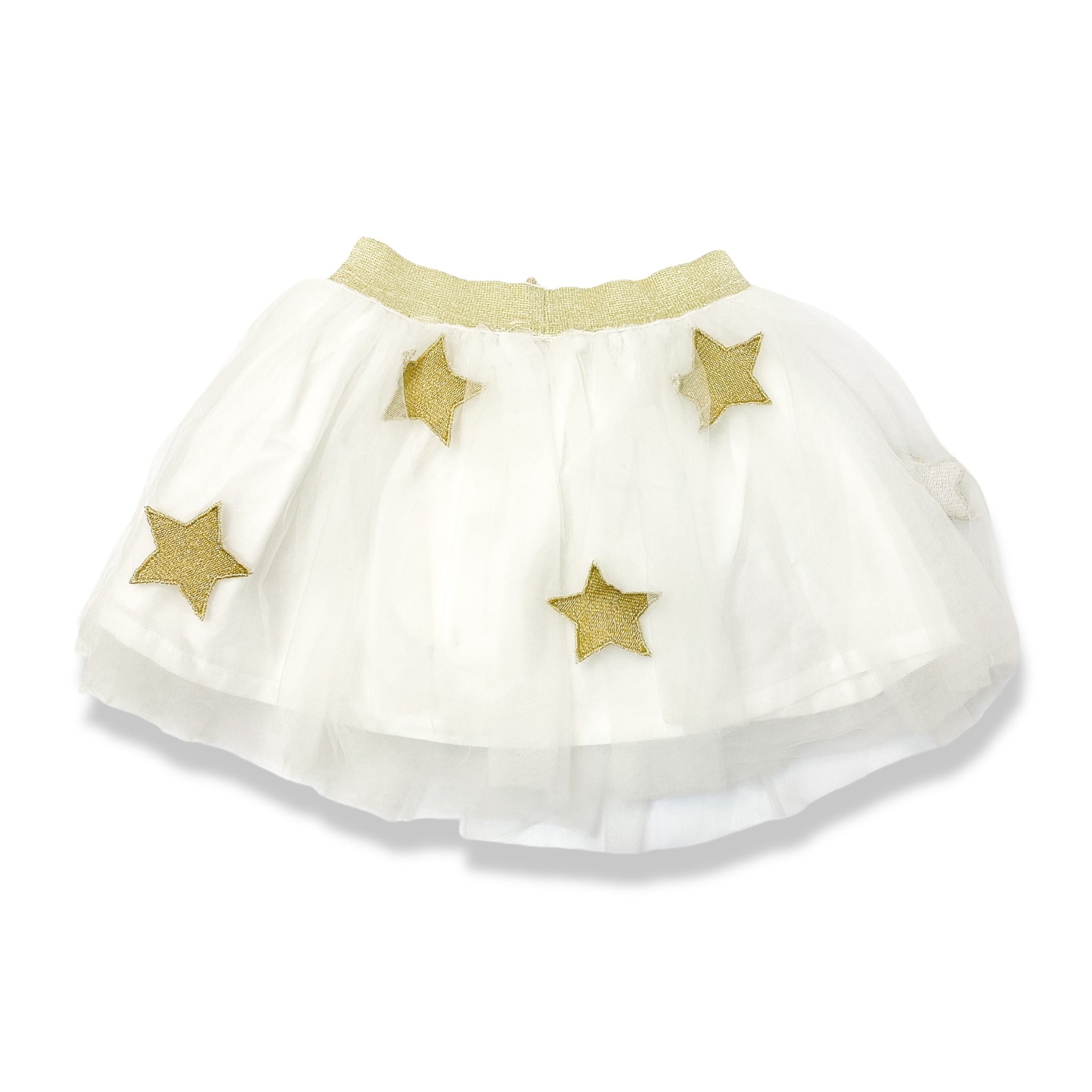 Gold Star Patch Tutu Skirt - White - doe a dear