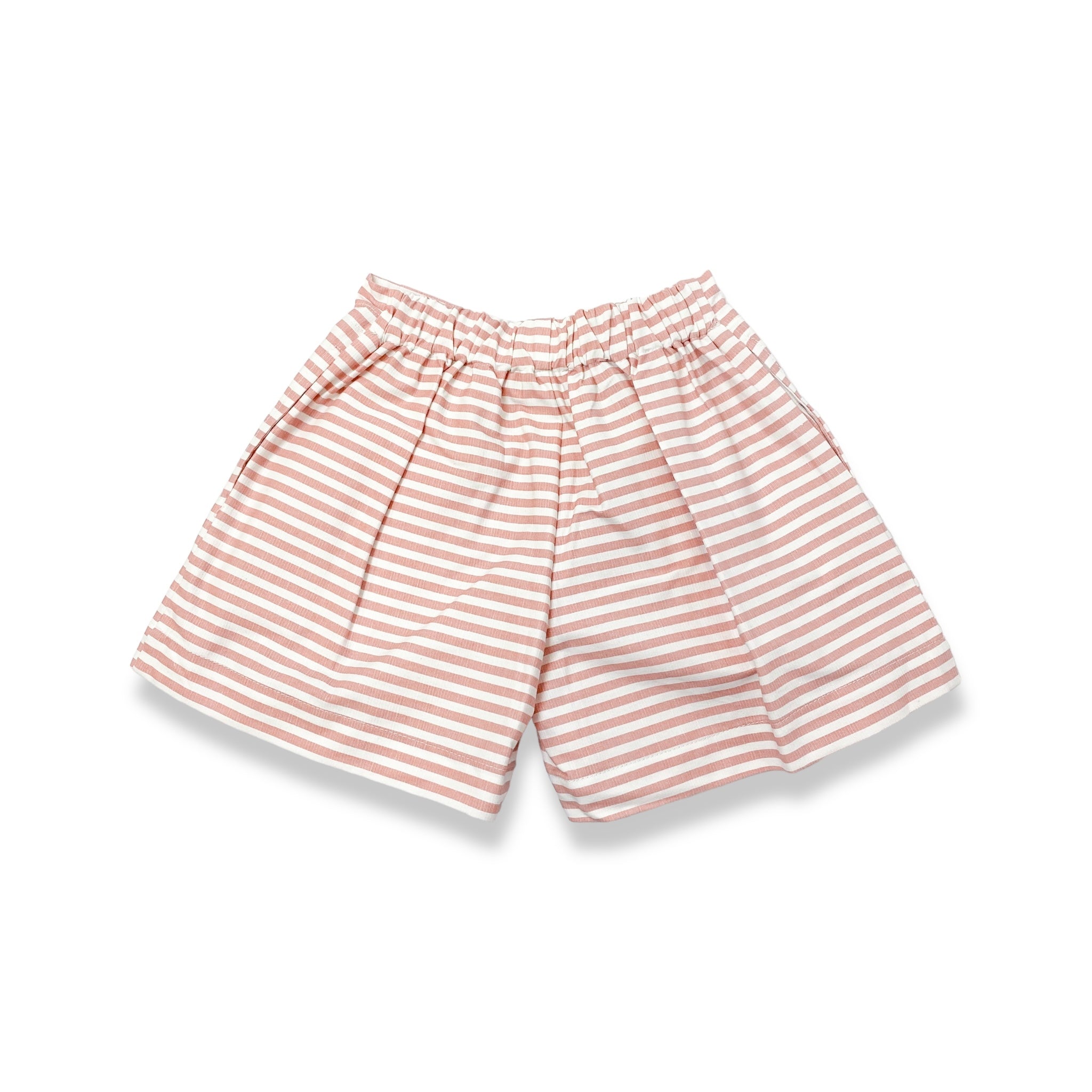 Pink Striped Pleat Shorts