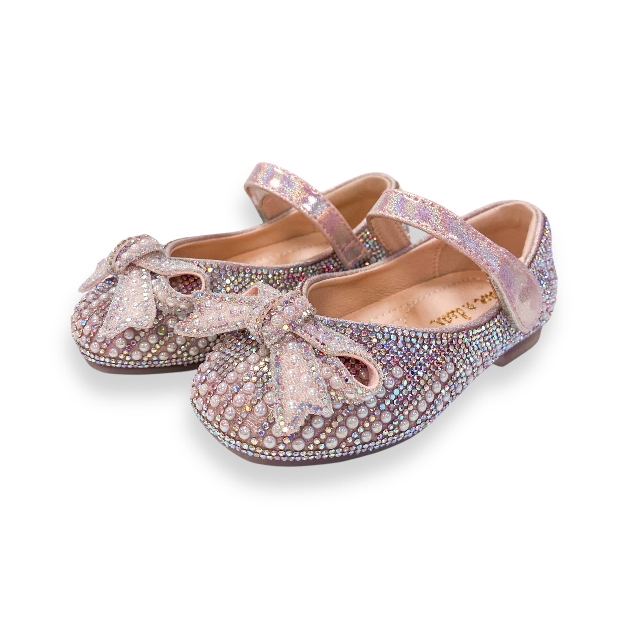 Pearl & Rhinestone Flat Shoes - Pink