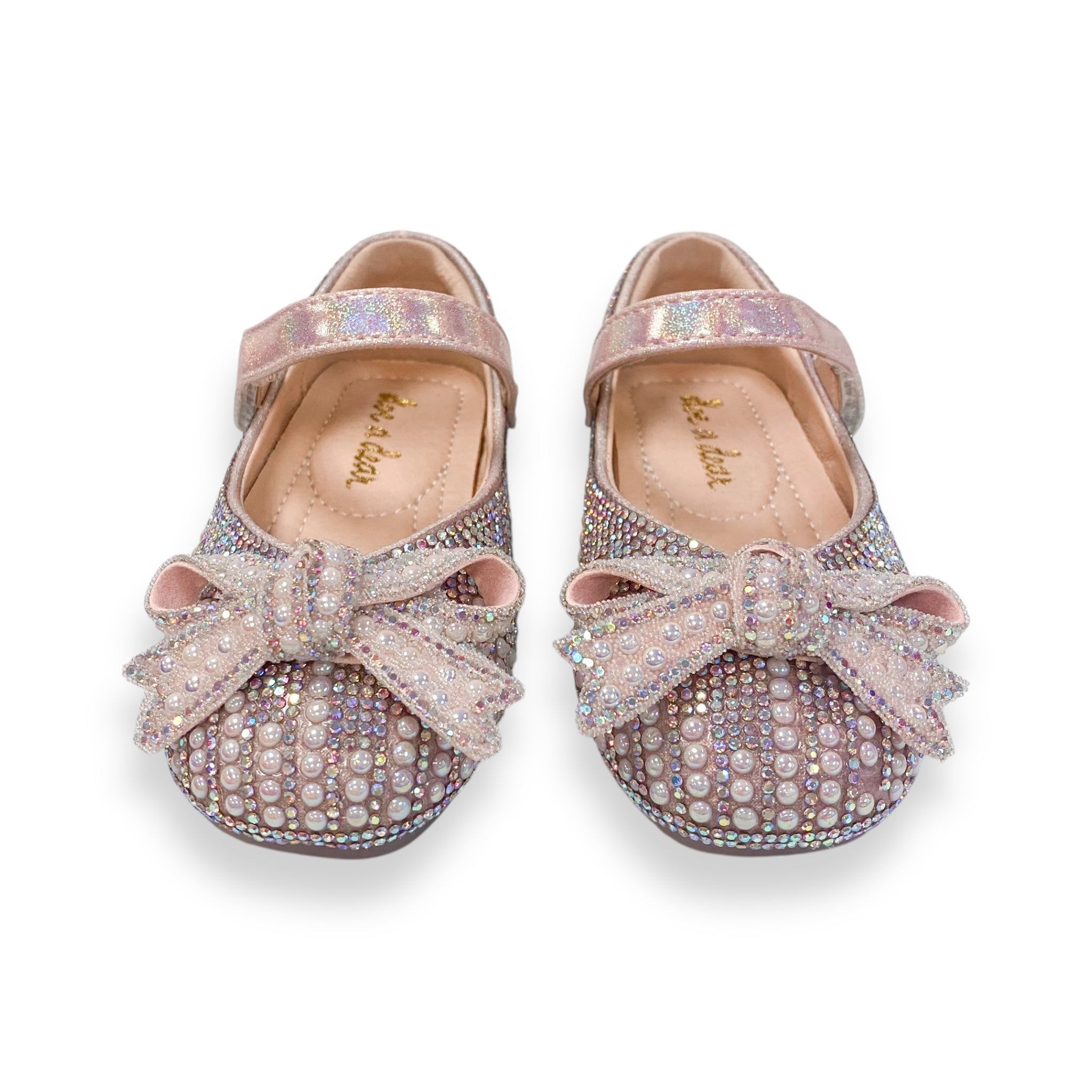 Pearl & Rhinestone Flat Shoes - Pink