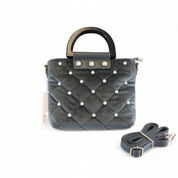 Pearls Quilted Velvet Bag - Grey - doe a dear