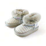 Handcraft Rhinestone & Pearl Furry Boots