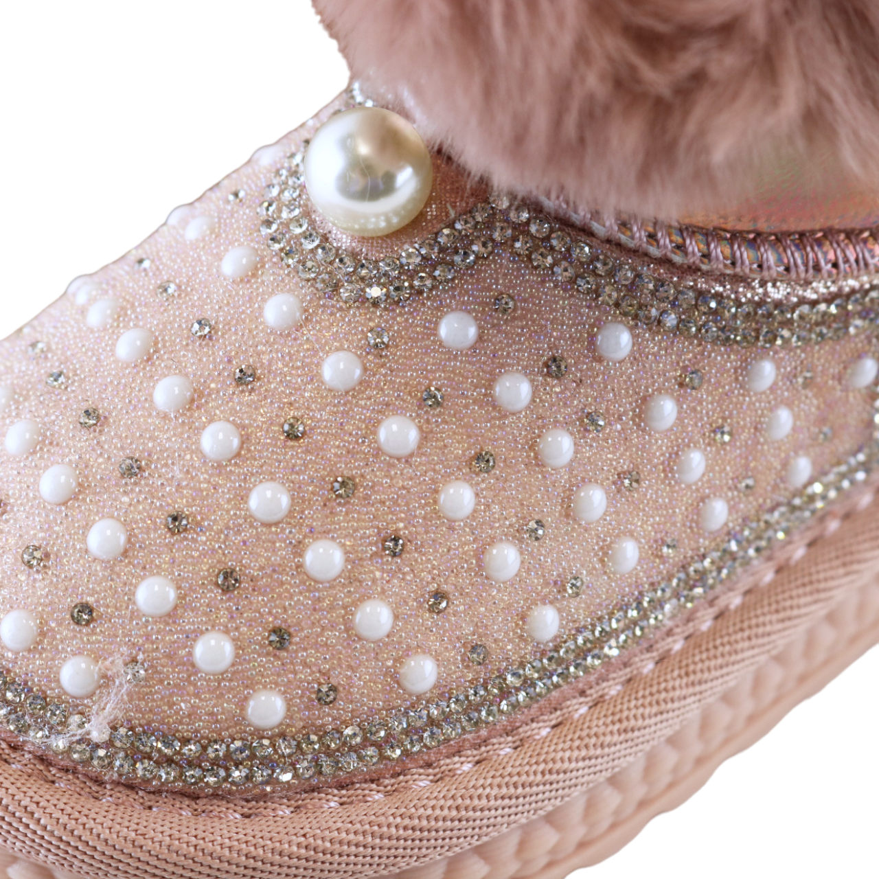 Handcraft Rhinestone & Pearl Furry Boot - Pink - doe a dear