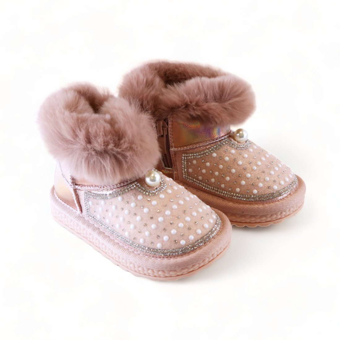 Handcraft Rhinestone & Pearl Furry Boot - Pink - doe a dear