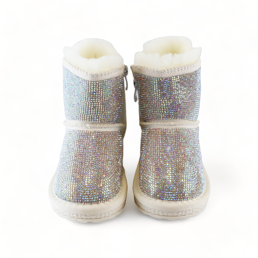 Handcrafted Holographic Rhinestone Boot - Ivory - doe a dear