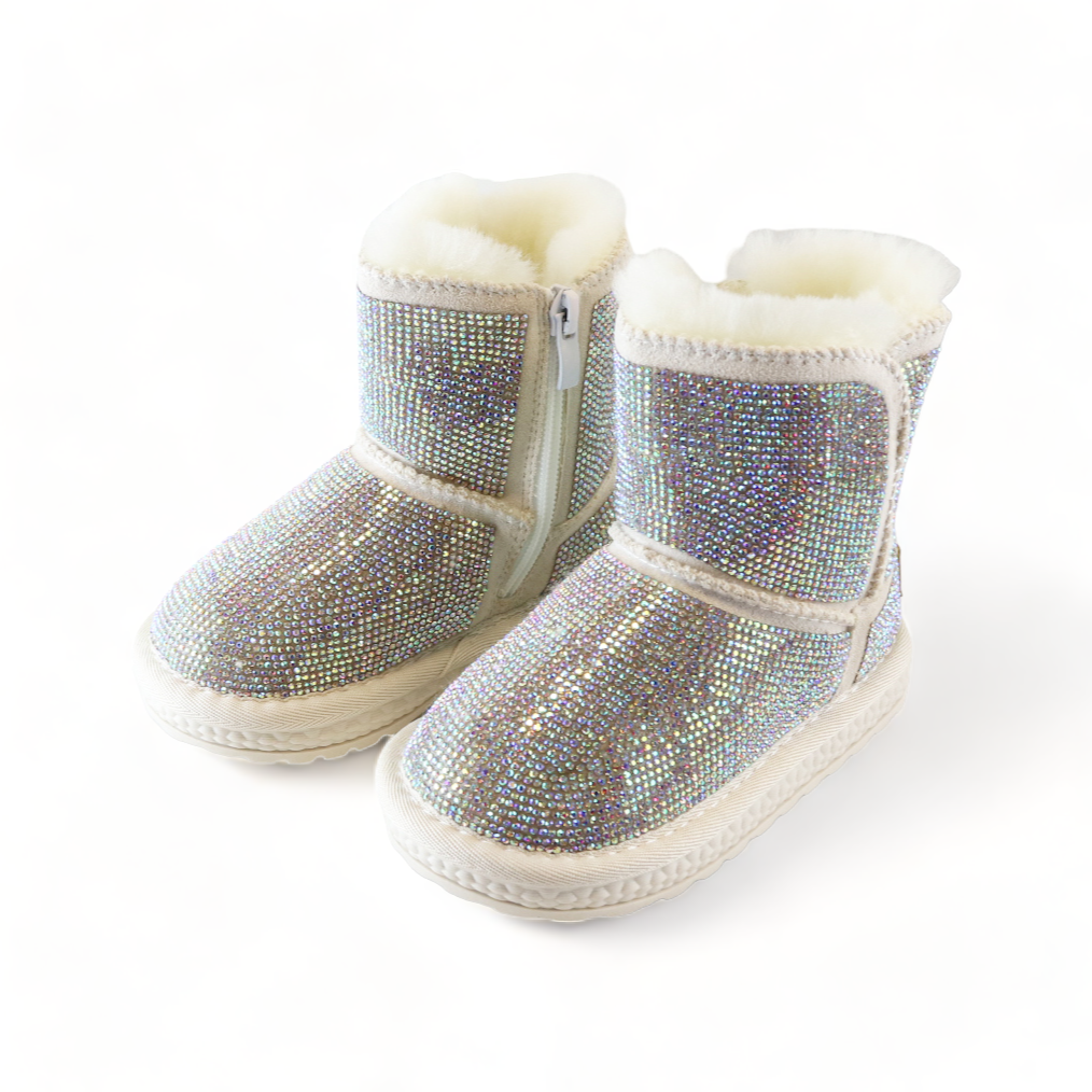 Handcrafted Holographic Rhinestone Boot - Ivory - doe a dear