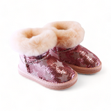 Handcrafted Sequin Star Furry Boot - Pink