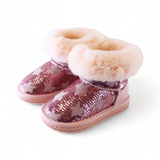 Handcrafted Sequin Star Furry Boot - Pink