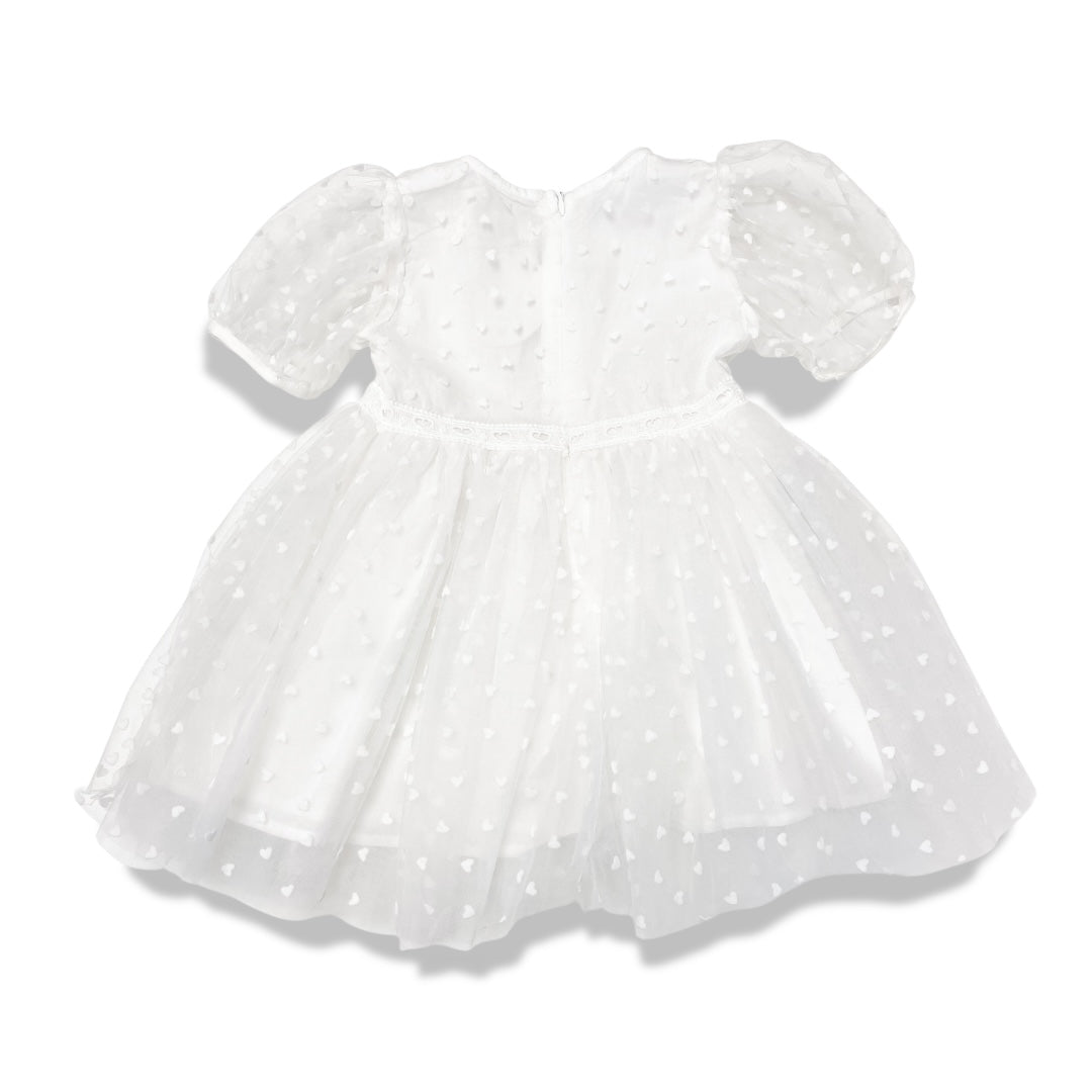 Velvet Heart Mesh Dress White - doe a dear