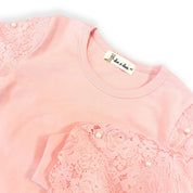 Lace & Pearl Accents Top - Pink - doe a dear