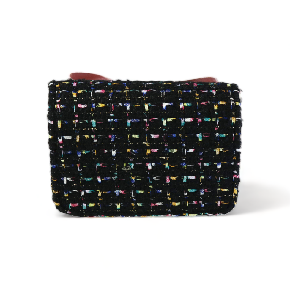 Floral Bow Tweed Purse - Black - doe a dear