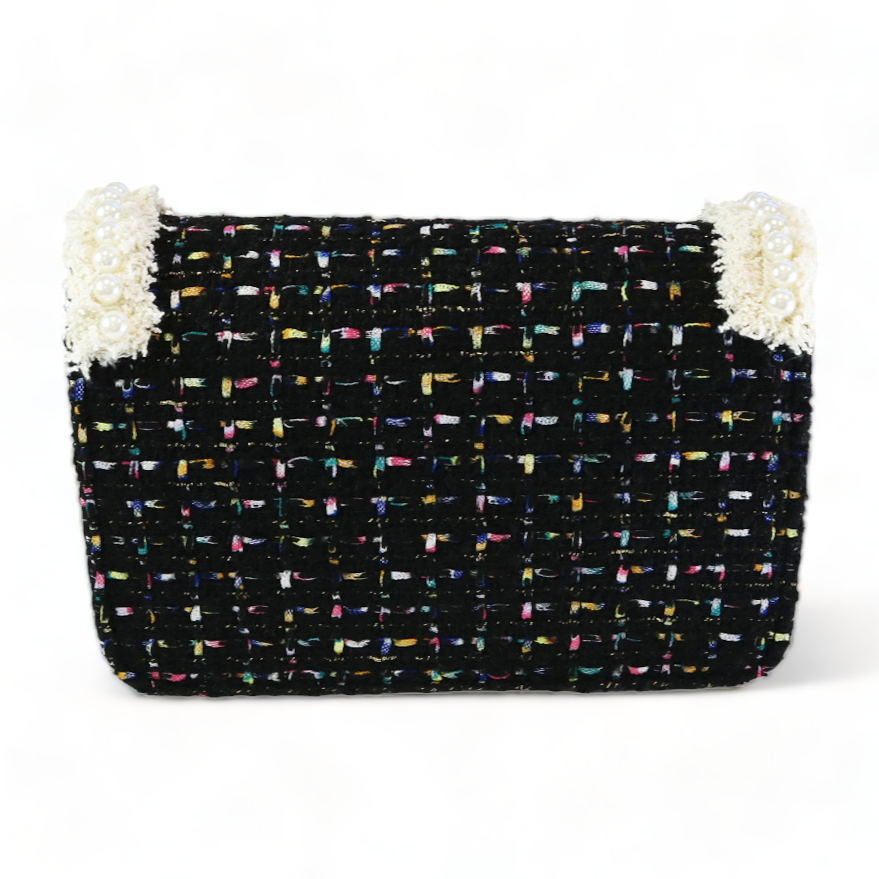 *Mom & Me* Lady & Pearl Trim Tweed Purse - Black - doe a dear