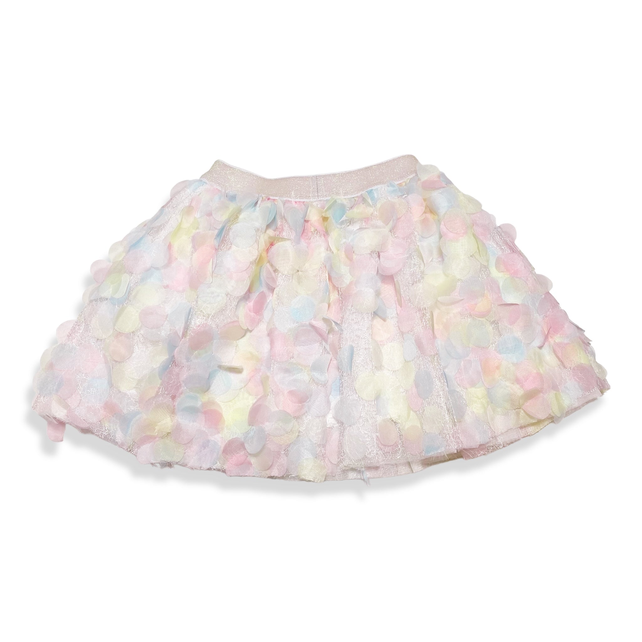 3D Rainbow Circle Mesh Tutu - white