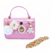 Floral & Charms Patent Leather Purse - Fuchsia - doe a dear