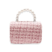 Floral Appliques Tweed Purse - Pink - doe a dear