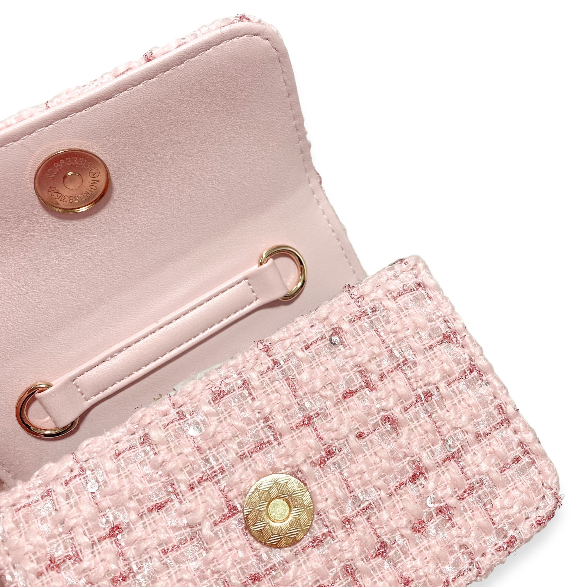 Floral Appliques Tweed Purse - Pink - doe a dear