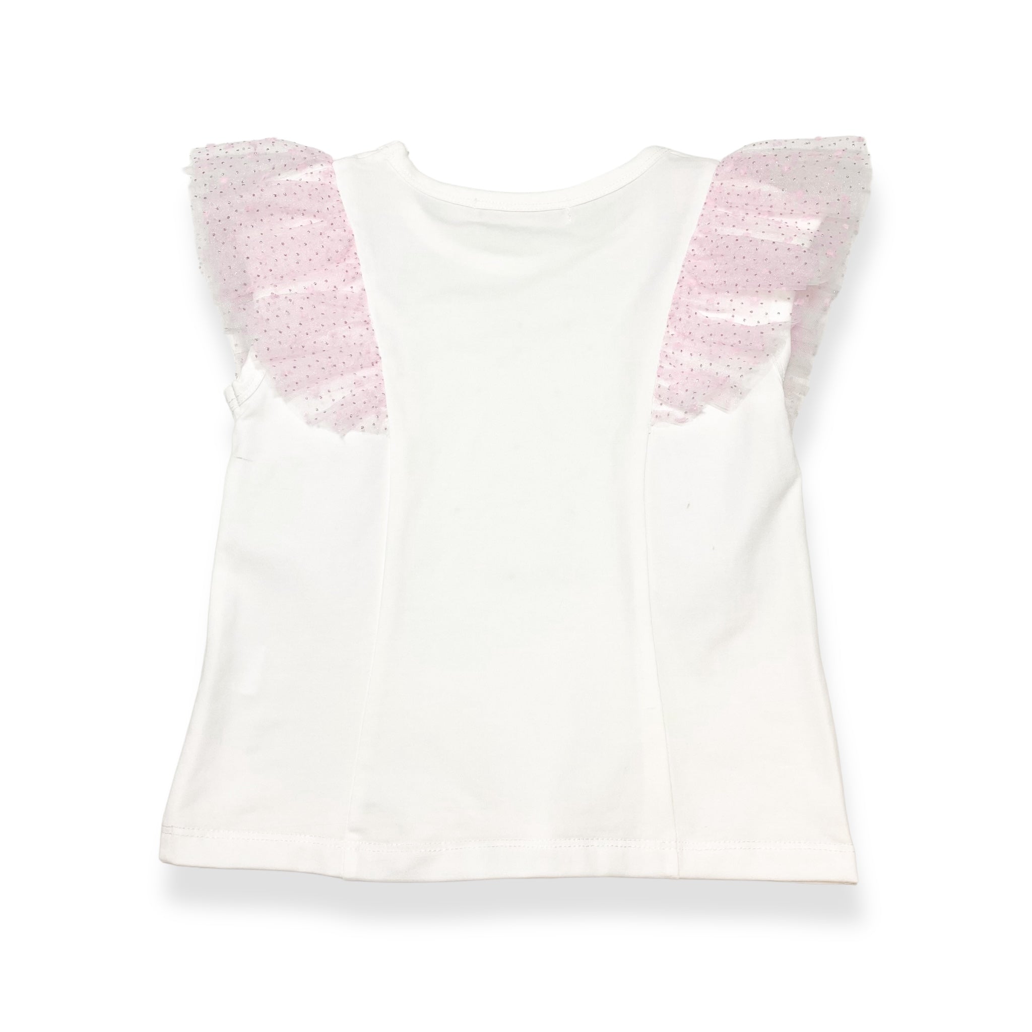 Dot Mesh Trim Tee - pink