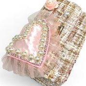 Big Heart Tweed Purse Pink& Beige - doe a dear