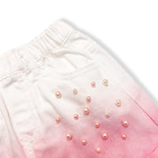 Dip Dye Pearl Stud Pink Denim Shorts