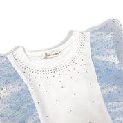 Dot Mesh Trim Tee - blue