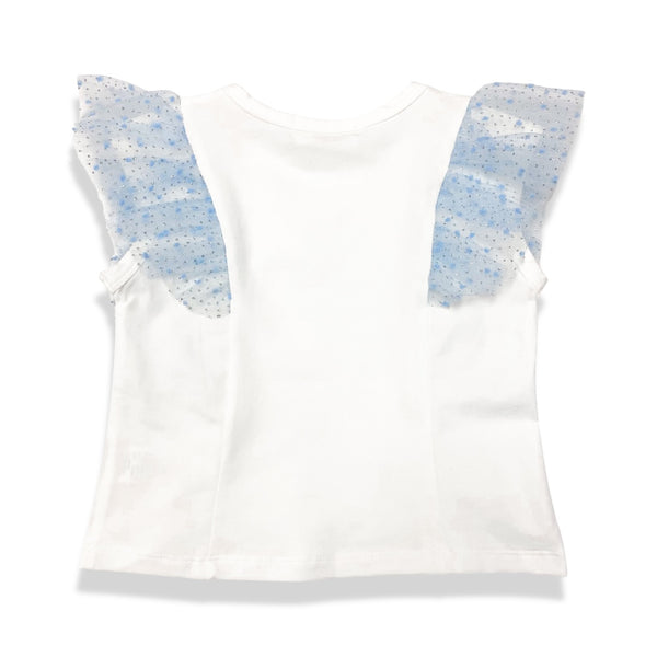 Dot Mesh Trim Tee - blue - doe a dear