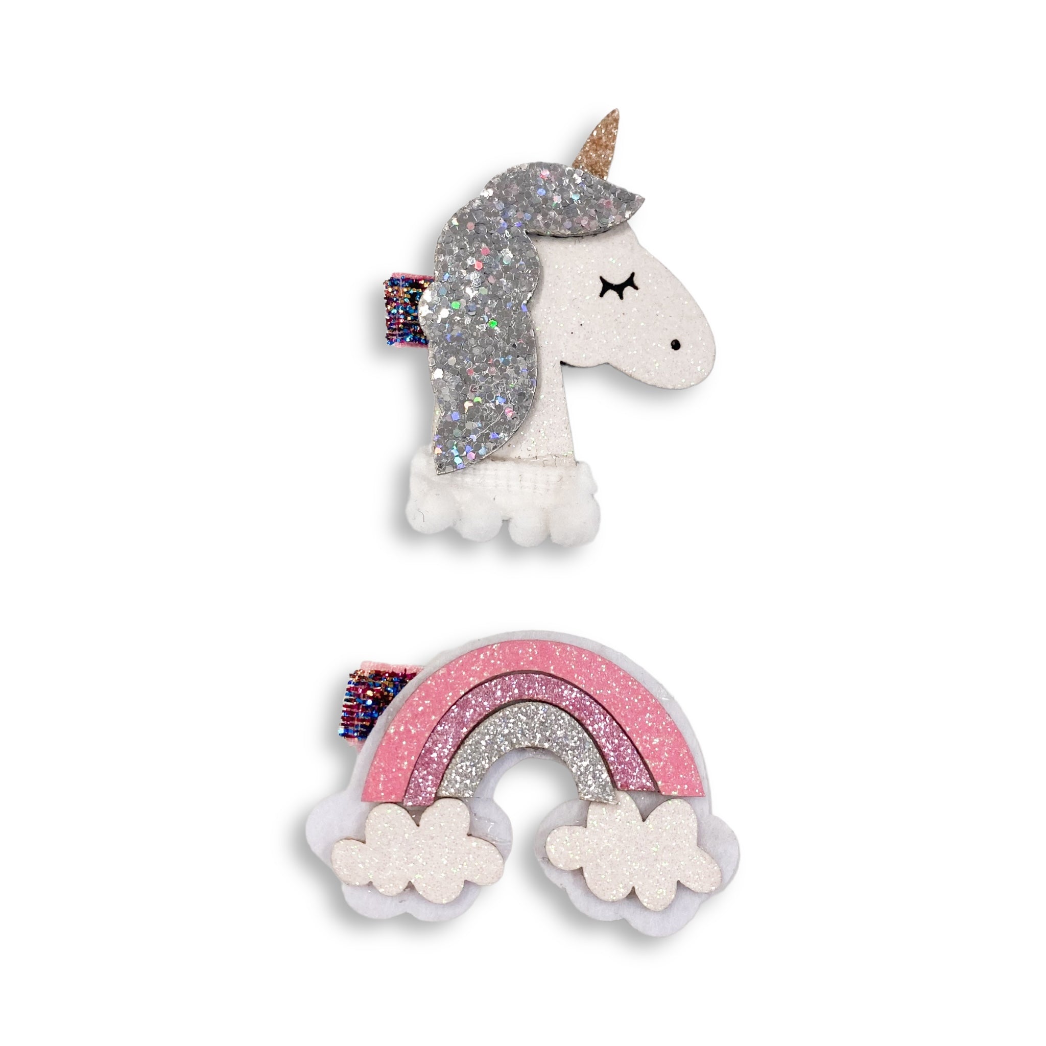 Glitter Unicorn & Rainbow Hair Clip - doe a dear