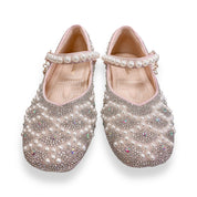 Pearl Strap Jewel Flat Shoes in Pink - doe a dear