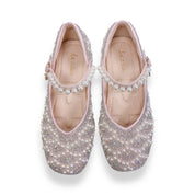 Pearl Strap Jewel Flat Shoes in Pink - doe a dear