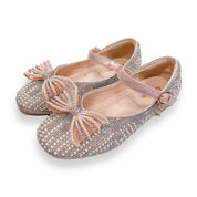 Pearl Bowtie Flat Shoes - PINK