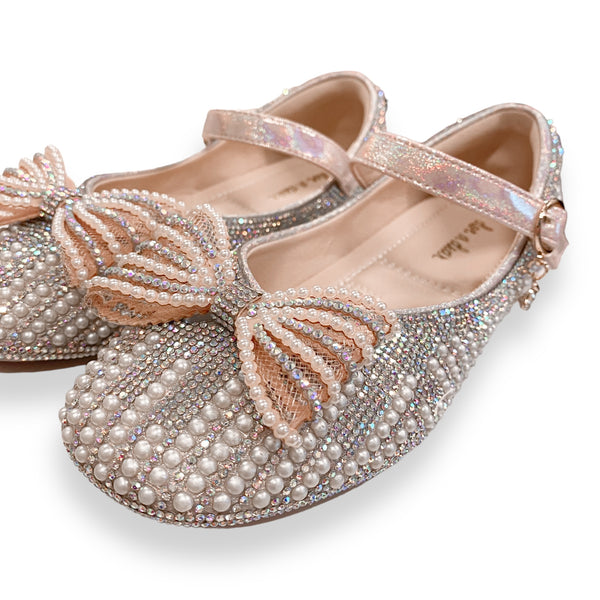 Pearl Bowtie Flat Shoes - PINK - doe a dear