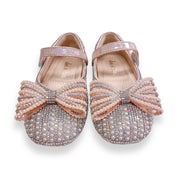 Pearl Bowtie Flat Shoes - PINK