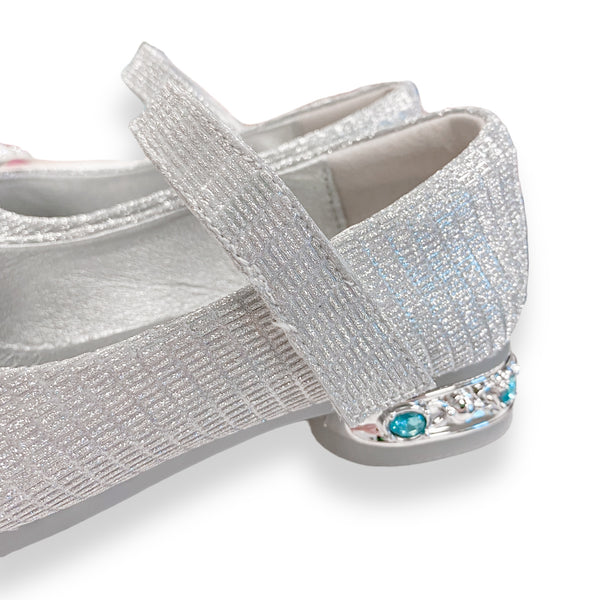 Stud Heel Bow Flat Shoes - Silver - doe a dear