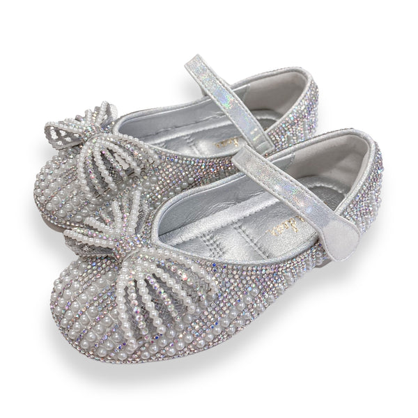 Pearl Bowtie Flat Shoes- SILVER - doe a dear