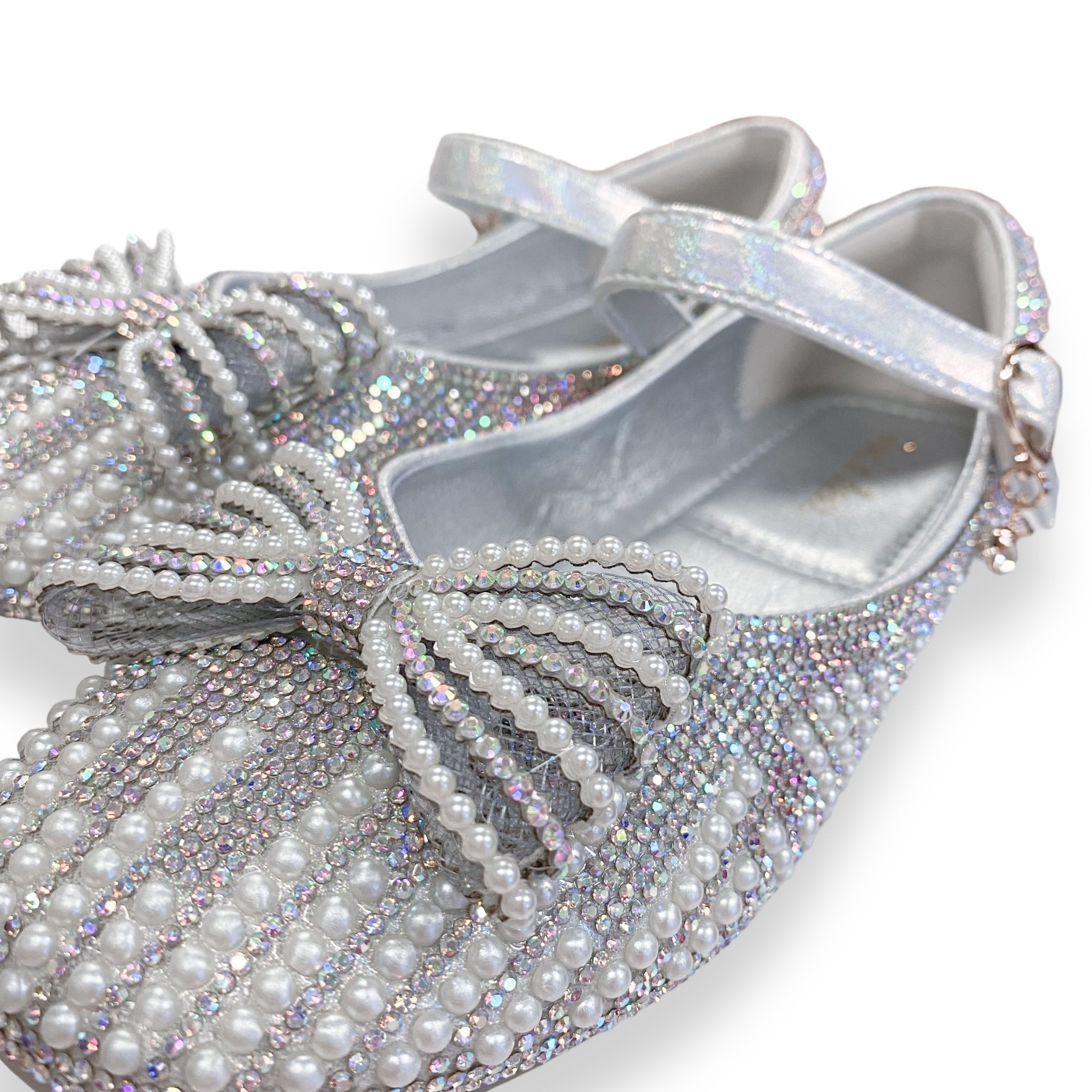 Pearl Bowtie Flat Shoes- SILVER - doe a dear