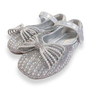 Pearl Bowtie Flat Shoes- SILVER