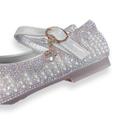 Pearl Bowtie Flat Shoes- SILVER