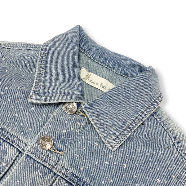 Light Wash Rhinestone Denim Jacket - doe a dear