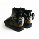 Handcrafted Rhinestone Chain Bowtie Metallic Boot - Black