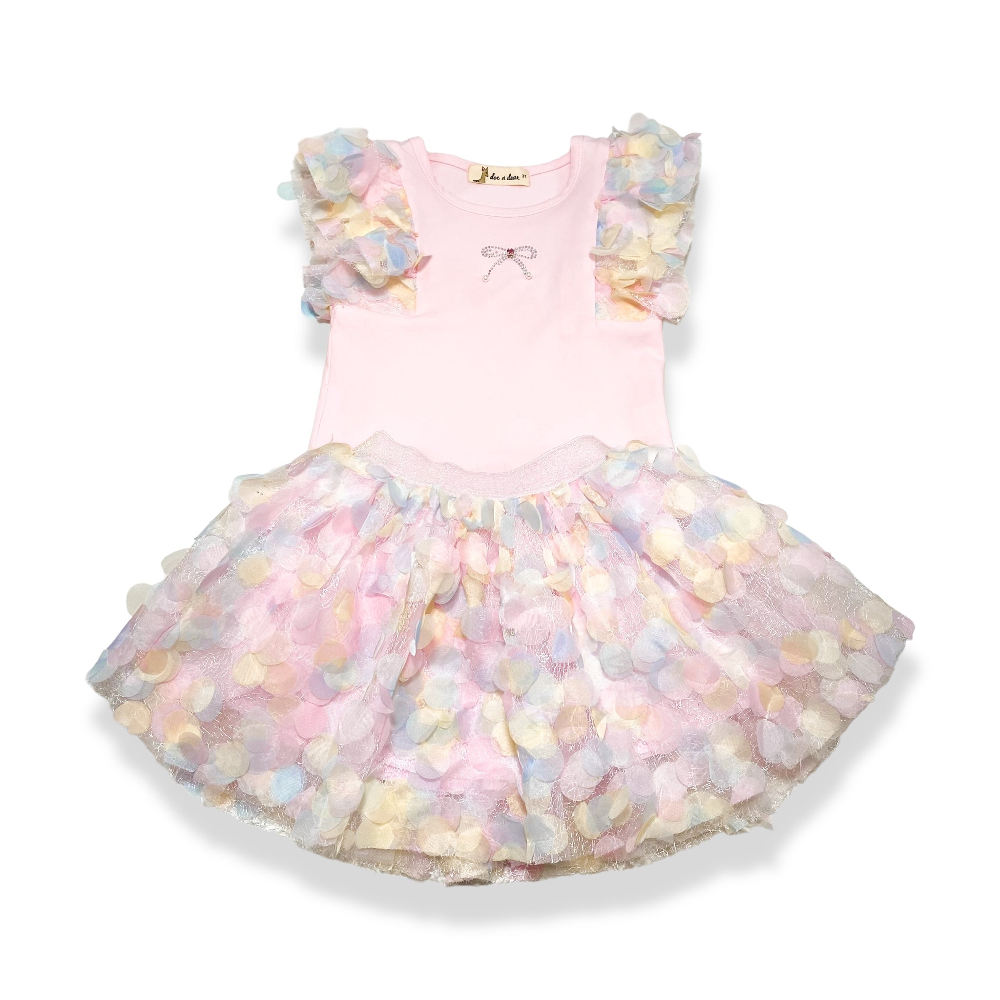 3D Rainbow Circle Mesh Tutu - pink