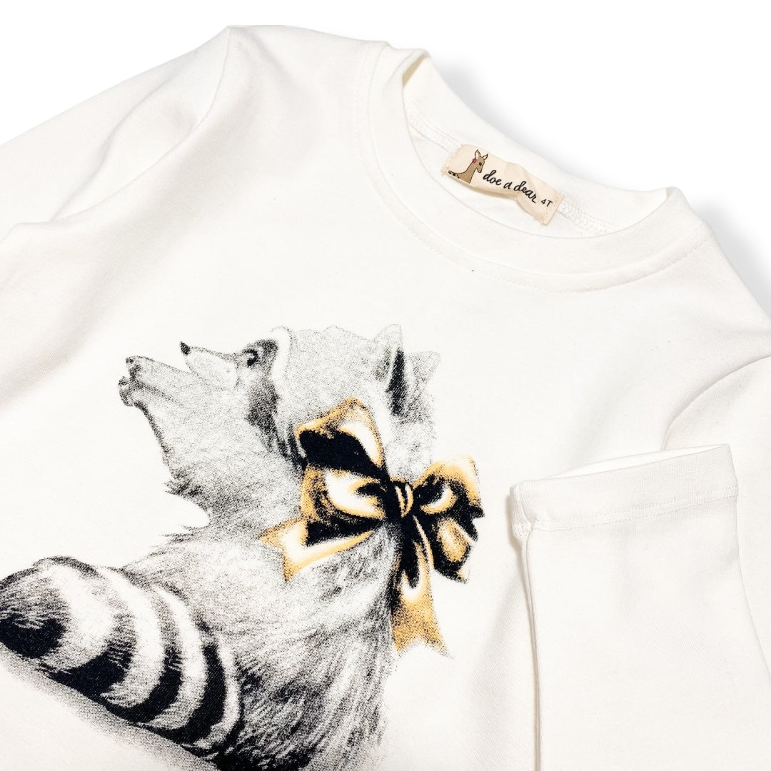 S Crew Raccoon Bow Graphic Tee - doe a dear