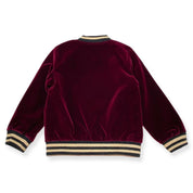 Swan Embroidery Patch Velvet Bomber Jacket - doe a dear