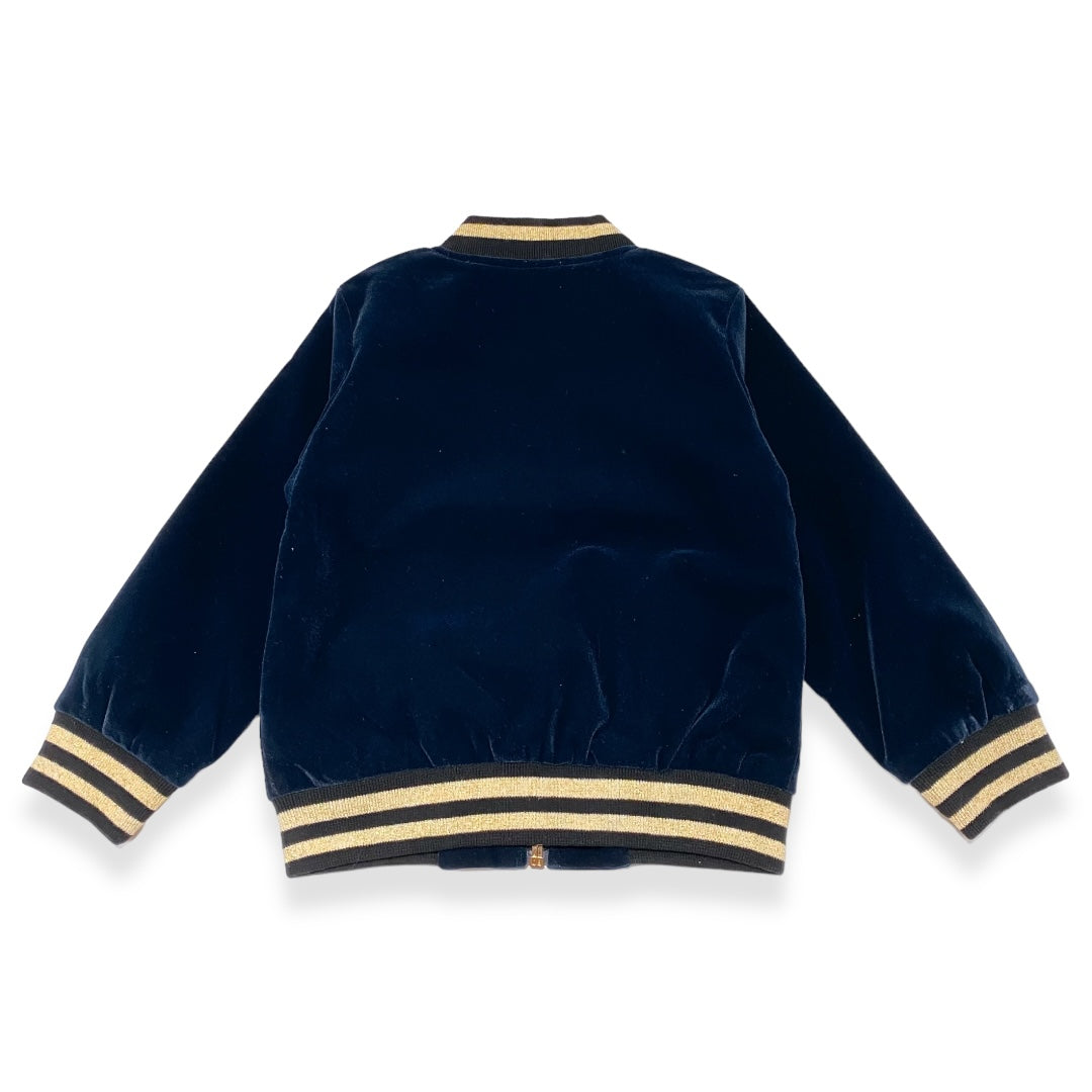 Swan Embroidery Patch Velvet Bomber Jacket - doe a dear